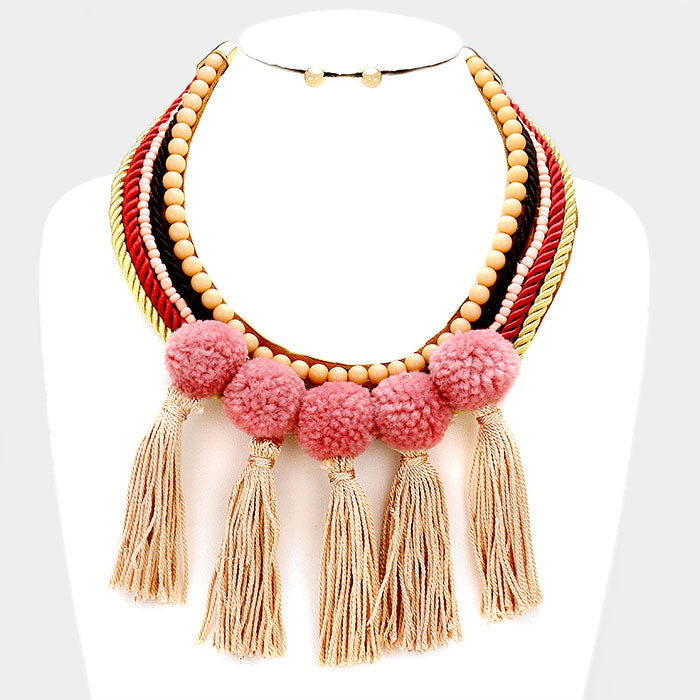 Tan Tassel Rope Necklace