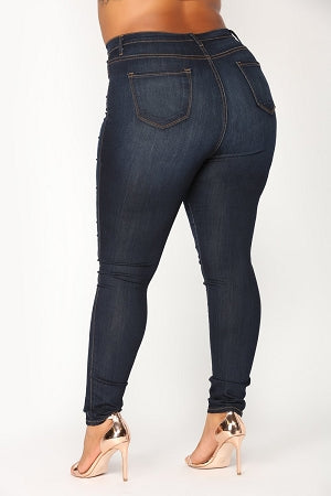 Dark Blue Classic High Waist Jeans