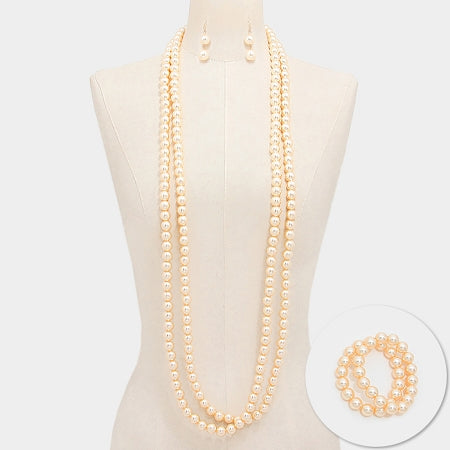 Extra Long Pearl Necklace Set