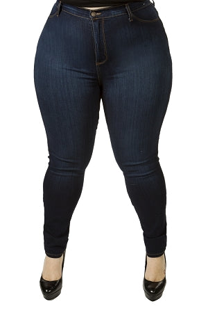 Dark Blue Basic Hi Waist Jeans