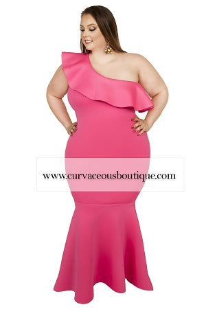 Pink Dorinda One Shoulder Gown