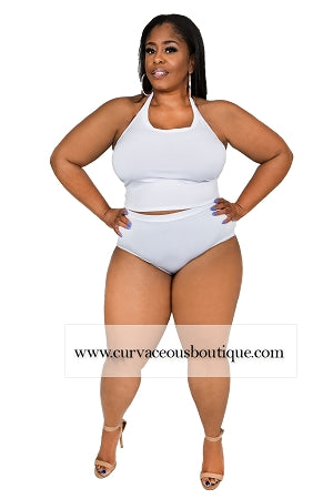 White Halter 2Pc Swimwear