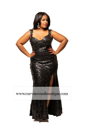 Black Blaine Sequin Gown