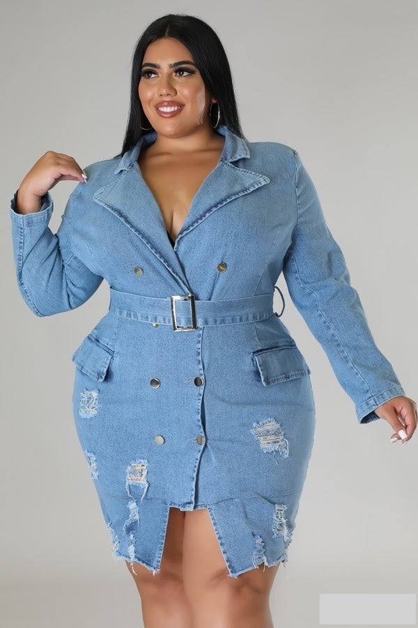 Light Blue Distress Denim Dress