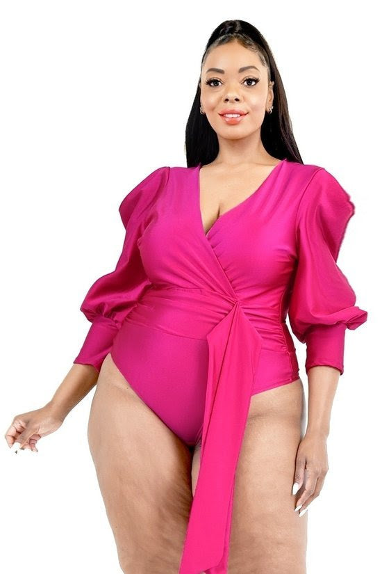 Pink Satin Bishop Bodysuit