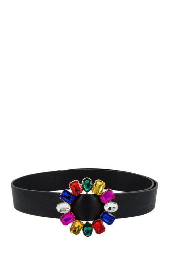 Colorful Crystal O Buckle Belt