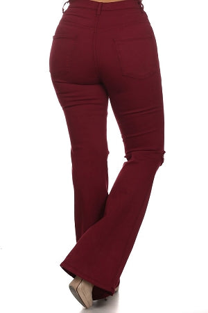 burgundy flare jeans