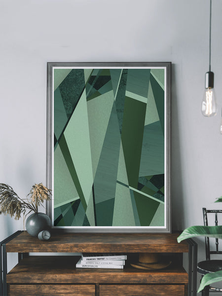 Forest Greens Geometric Art Print