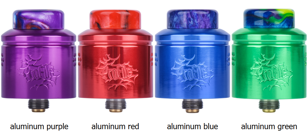 wotofo profile rda aluminum red, purple, blue and green