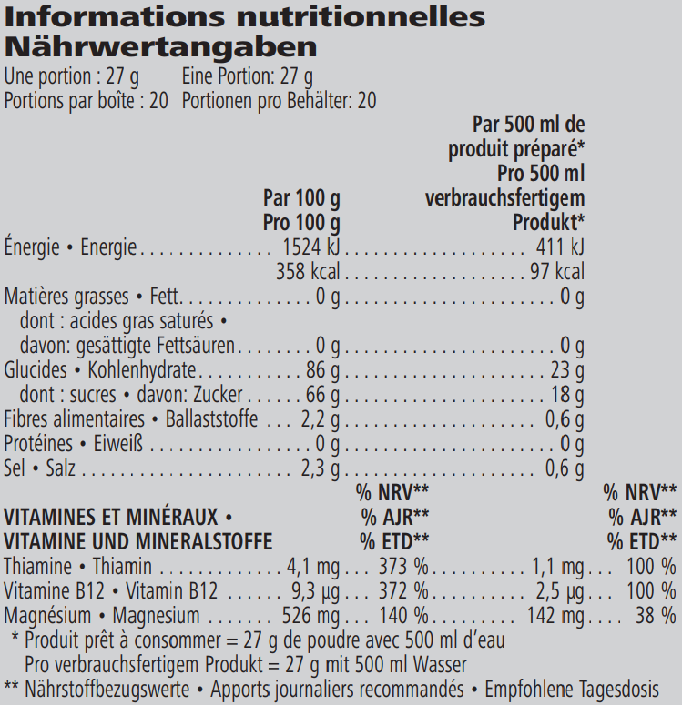 Informations sur les nutriments du CR7 d'herbalife