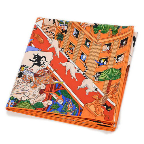 HERMÈS Animapolis Silk Twill Scarf 90CM