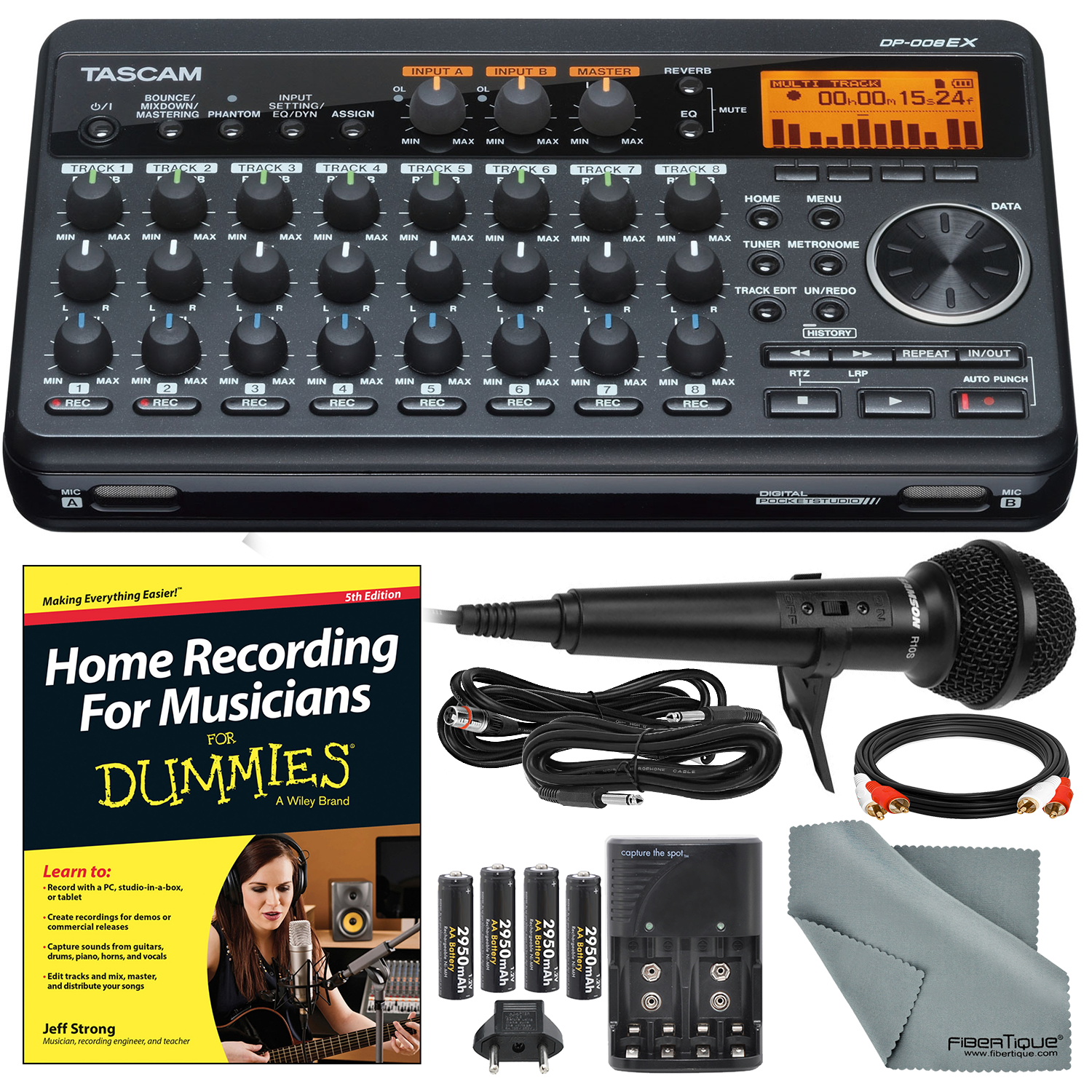 Tascam DP-008EX 8-Track Digital Pocketstudio and Deluxe Bundle with Ho