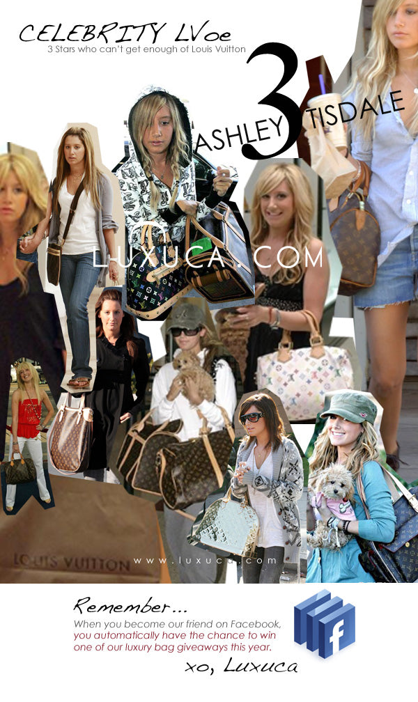 Ashley Tisdale wearing Louis Vuitton Odeon Bag in Monogram Canvas