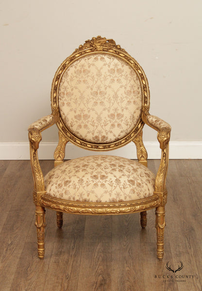 Verlichten Voorwaarde Maori Antique French Louis XVI Style Carved Giltwood Fauteuil Armchair – Bucks  County Estate Traders