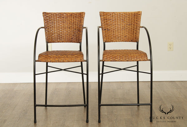 wicker and wrought iron bar stools