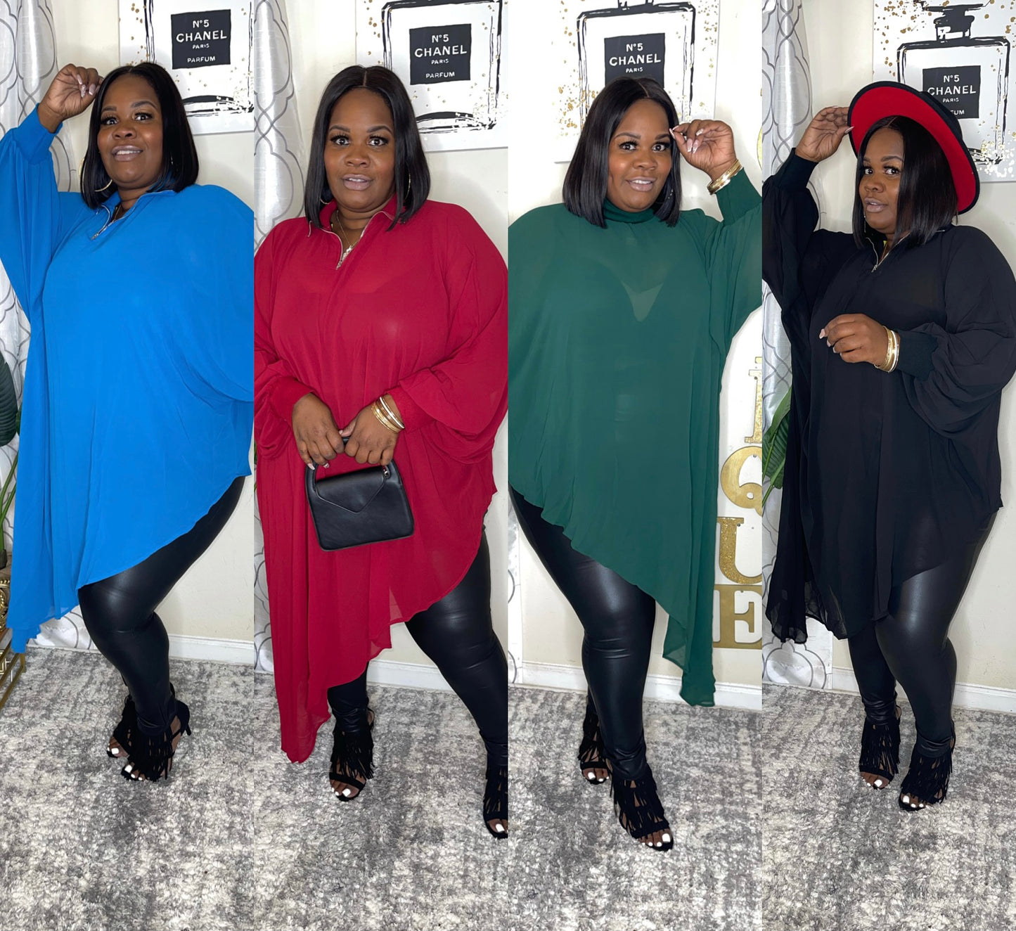 Asymmetrical Hem Sheer Oversized Top