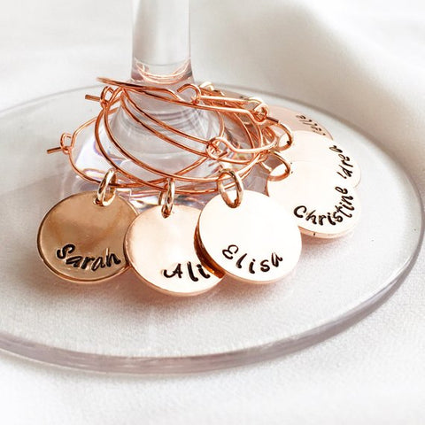 Rose Gold Personalized Wine Charms