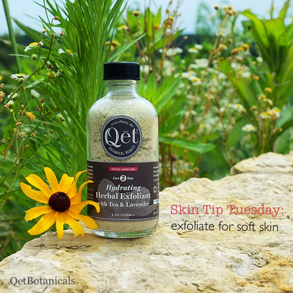 Qēt Botanicals hydrating herbal exfoliant with tea & lavender