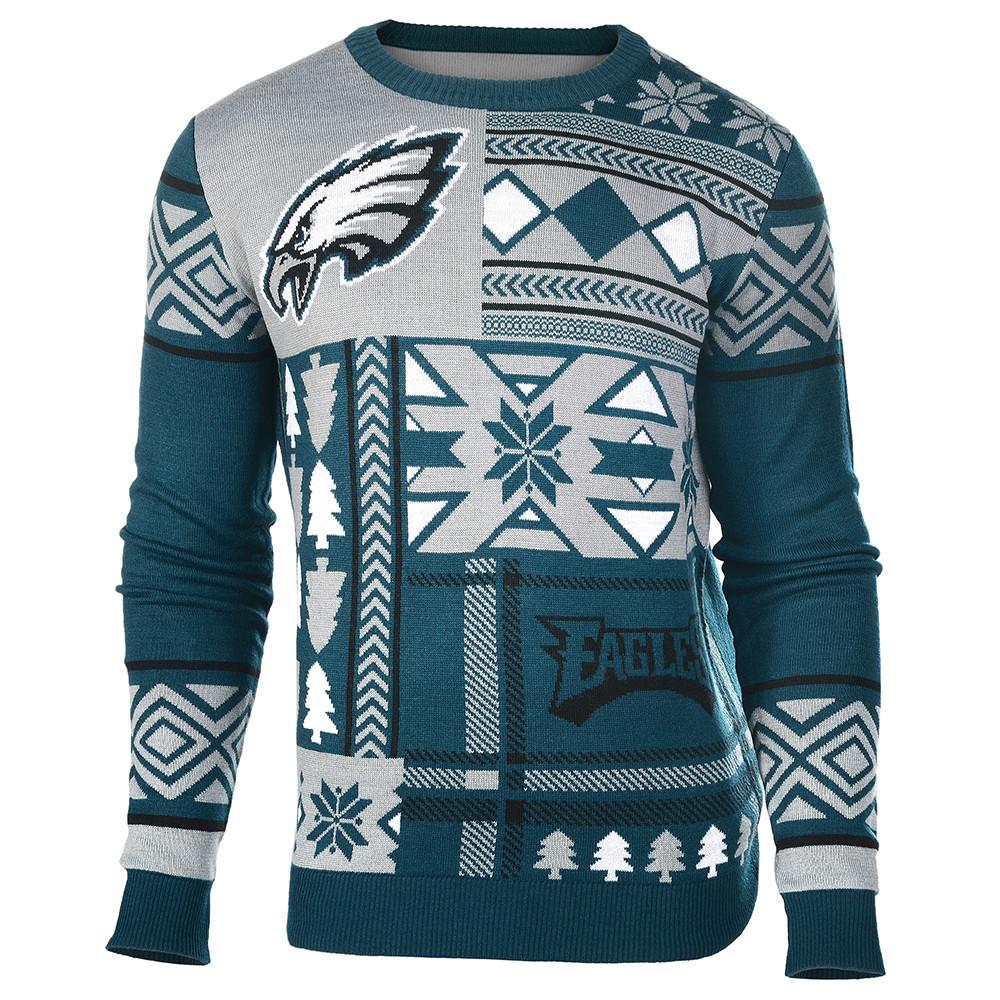 Women's Philadelphia Eagles Klew Green Eyelash Crew Ugly Sweater