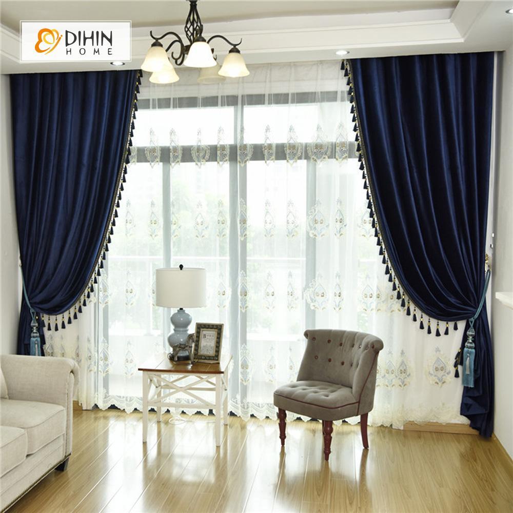 Valance And Blackout Curtain Sheer Window Curtain For Living Room DIHINHOME Home Textile