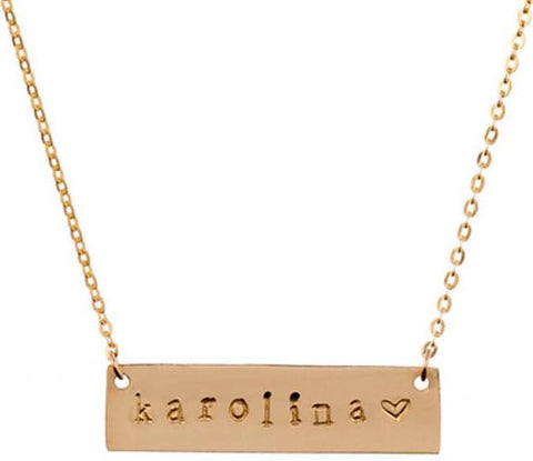 taudrey handcrafted gold bar plate necklace personalized 