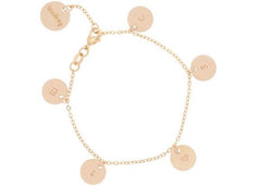 taudrey five golden rings bracelet thin gold braclet with hanging personalized coins