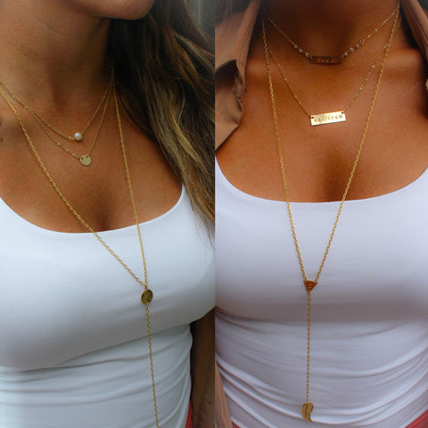 taudrey jewelry layering long necklaces namplate y chain gold pearl