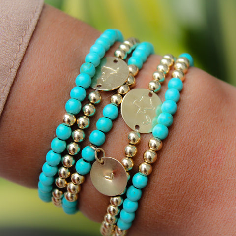 taudrey jewelry turquoise and gold beads personalized