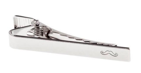 taudrey silver hand stamped mustache symbol tie bar