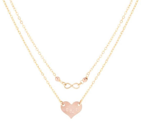 taudrey rose infinity necklace layered rose gold heart personalized Valentine's Day Gift
