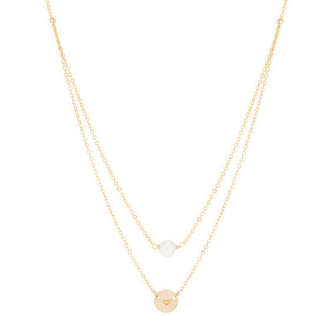 taudrey world is your oyster layered gold necklace with pearl