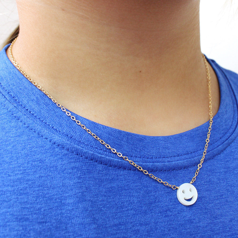 smiley face gold necklace