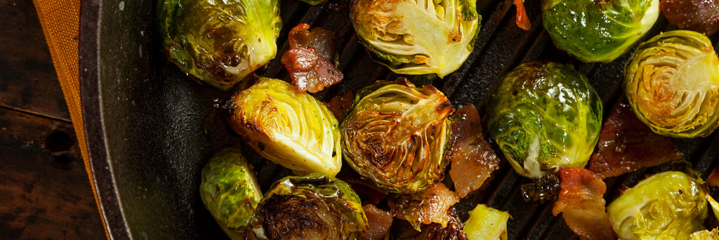 Hot Honey Roasted Brussels Sprouts with Bacon