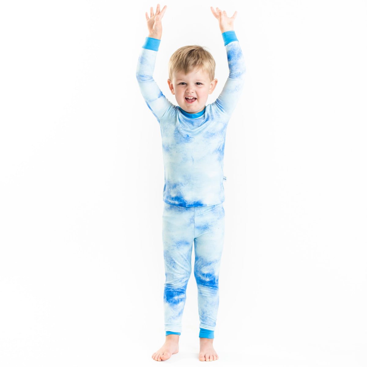 sibling pajamas, boys blue watercolro pajamas