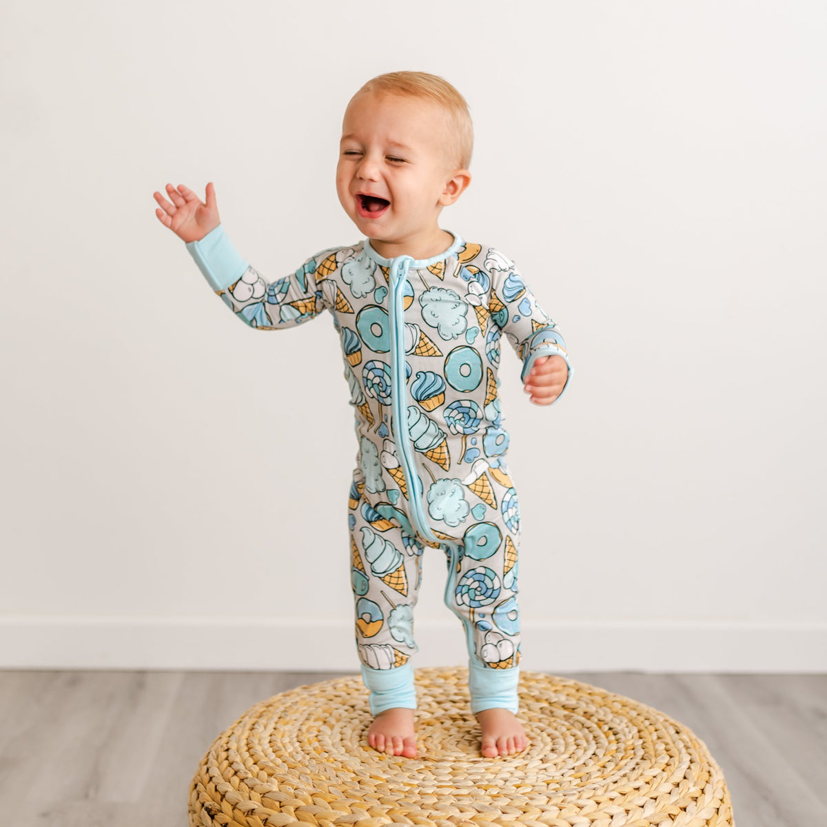 pajamas for twin siblings, Gray Sweet Treats Bamboo Viscose Zippy