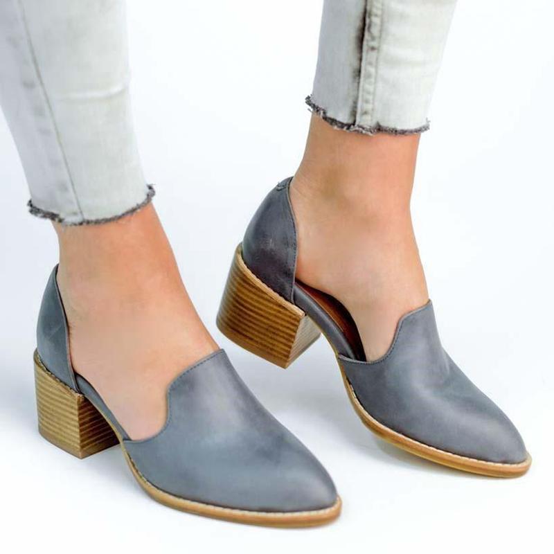 Women Spring Chunky Heel Casual Loafers 