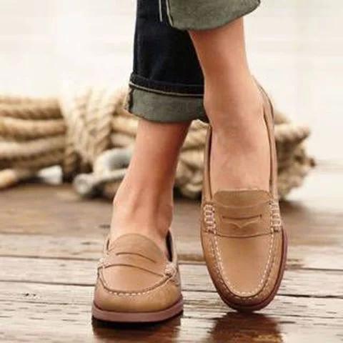 Women Vintage Slip On Loafers Low Heel 