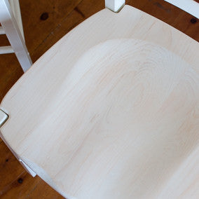 Topsail white-wash finish close-up on dished chair seat