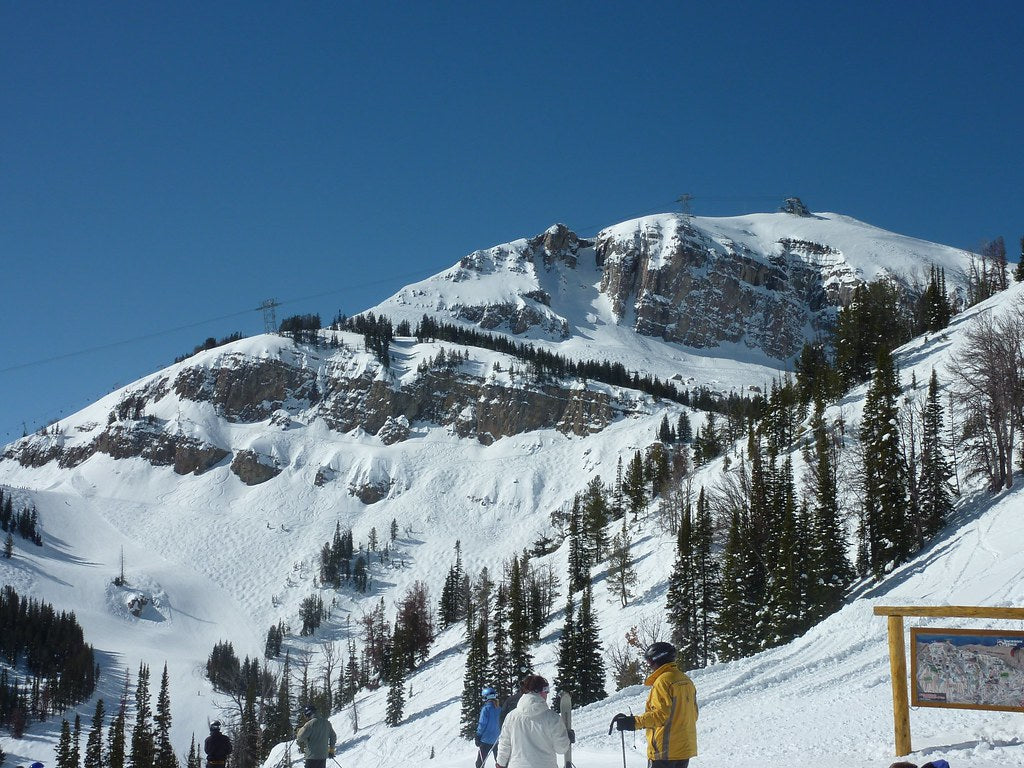 Snow-covered skiing and snowboarding resort