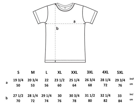 Continental Clothing Jersey Tee Size Chart