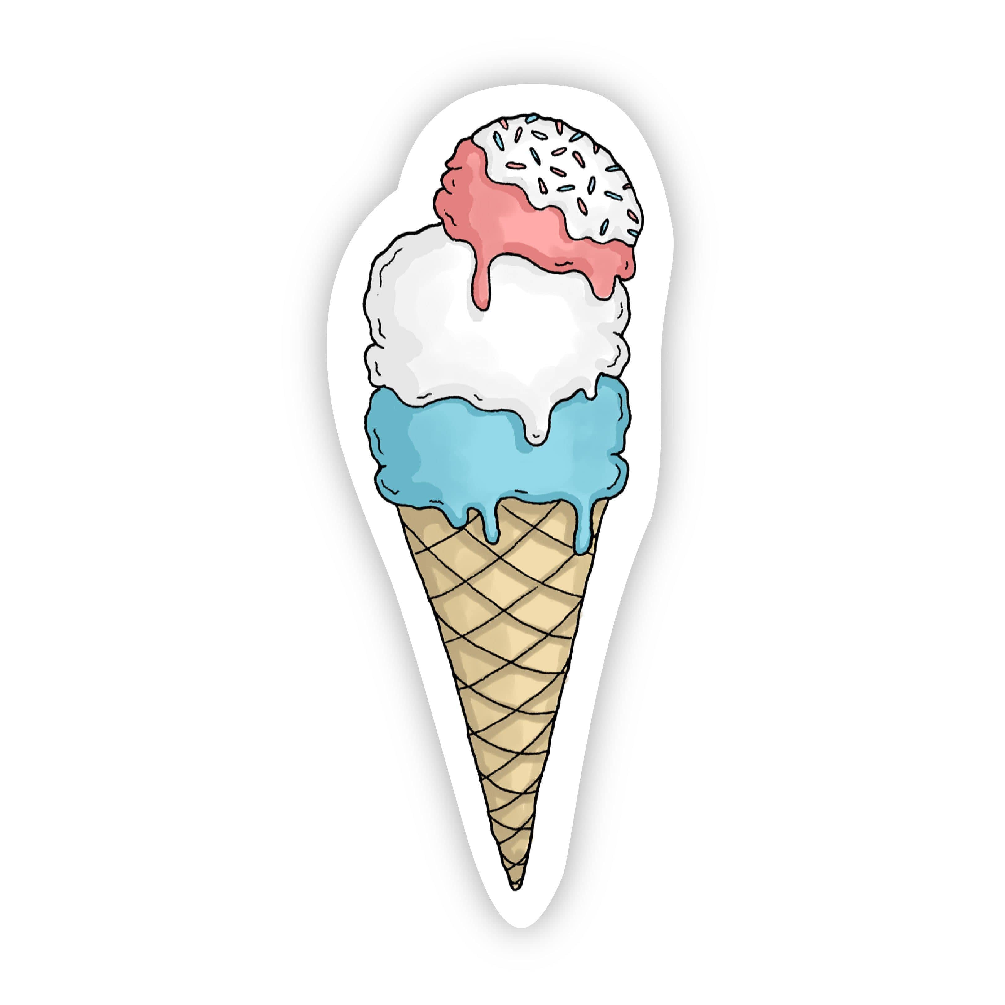 Red, white and blue ice cream cone sticker summer vibes – Big Moods