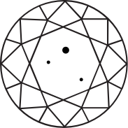 A black line illustration of a round very slightly included diamond