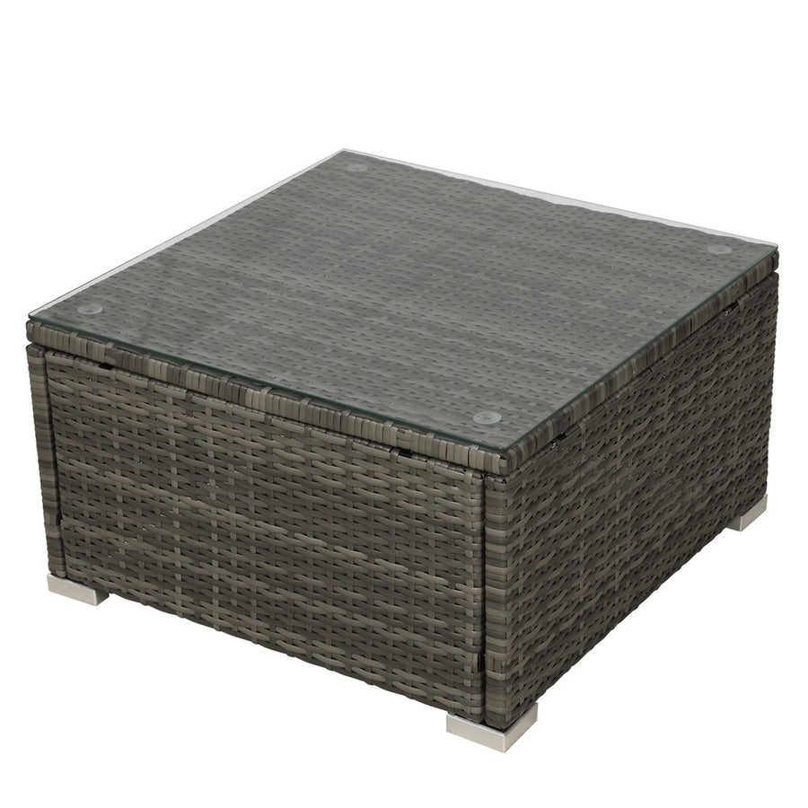 4 Piece Outdoor Dining Sets, Rattan Wicker Chairs with Glass Dining Table and Storage Cabinet, All-Weather Rectangle Patio Sofa Furniture Set with Cushions for Backyard, Porch, Garden, Pool, L2287
