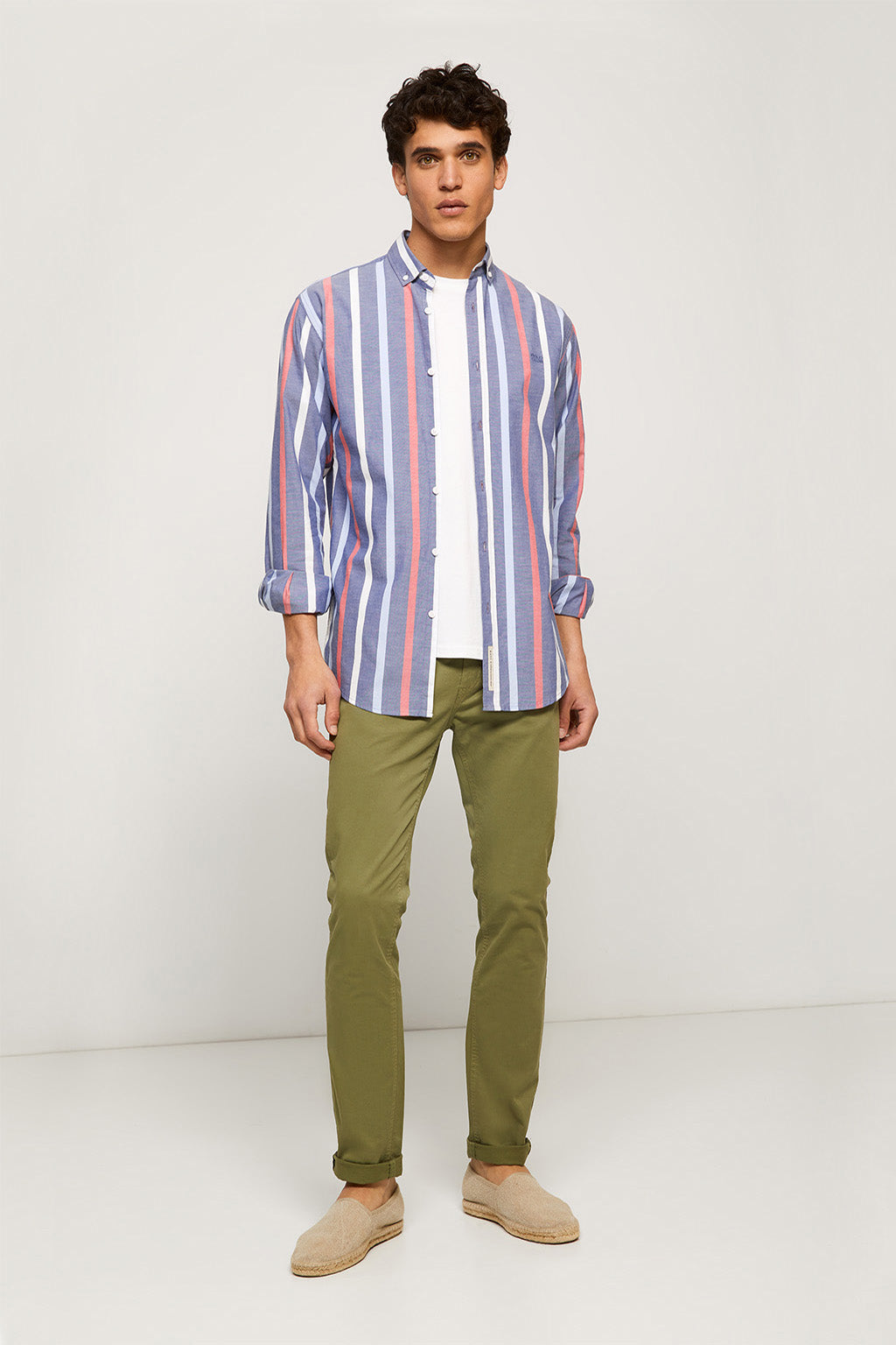 calor Litoral igual Camisa oxford de rayas anchas en tonos azules, rojo y blanco con logo  bordado | Buy online on Polo Club