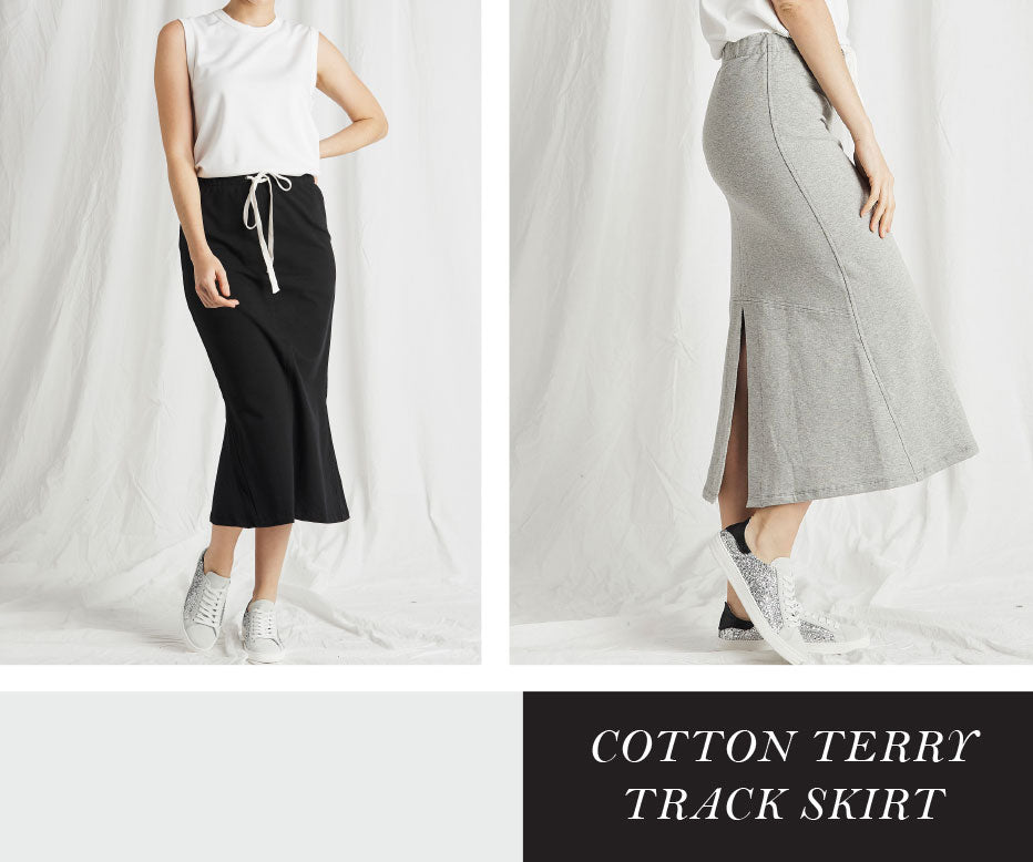 COTTON TERRY TRACK SKIRT
