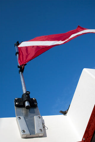 Dive flag securely mounted using V-Lock