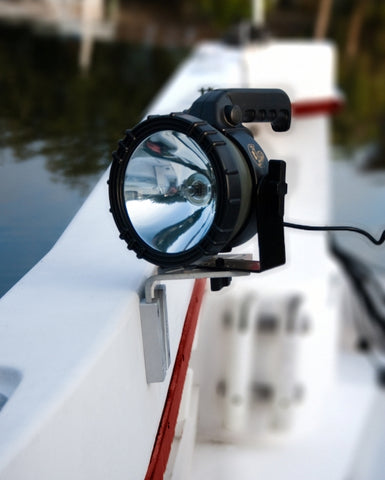 Spotlight mounted on boat with V-Lock