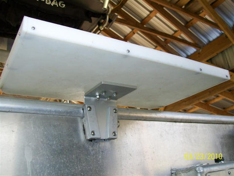 bait table mounted to a metal boat