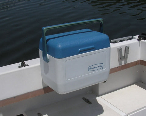 V-Lock securing a cooler for the boat