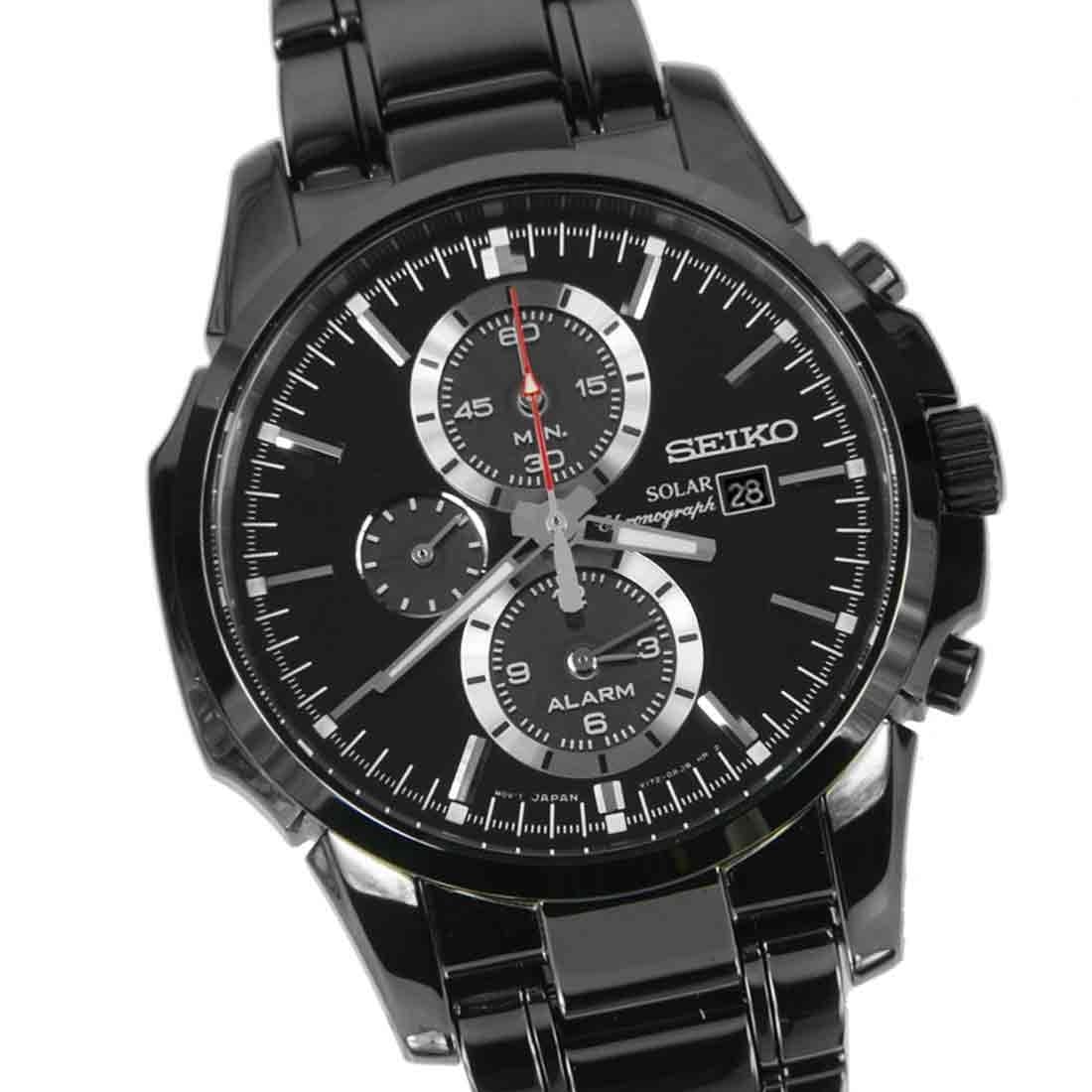 seiko chronograph black dial men's watch